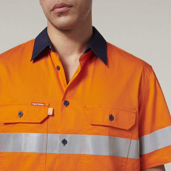 Hard Yakka Y07754 Short Sleeve Hi Vis 2 Tone Taped Vented Shirt - Image 6