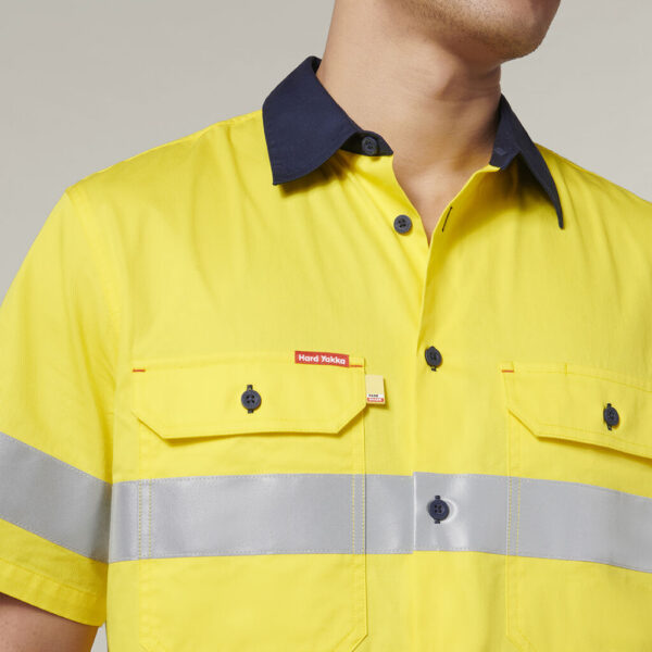 Hard Yakka Y07754 Short Sleeve Hi Vis 2 Tone Taped Vented Shirt - Image 12