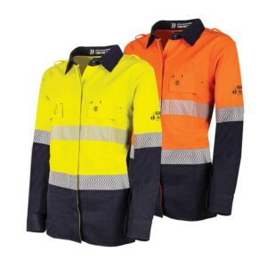 Bool BWW2595T1 Womens Regular Weight PPE2 Two Tone FR Shirt With Segmented FR Reflective Tape