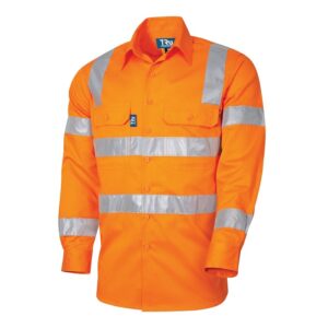 Tru Workwear DS1166T4 Lightweight VIC Rail Vented L/S Hi-Vis Drill Shirt With Perforated Reflective Tape
