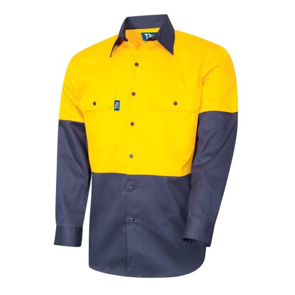 Tru Workwear DS2112 Regular Weight L/S Cotton Hi-Vis Shirt - Image 2