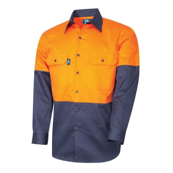 Tru Workwear DS2112 Regular Weight L/S Cotton Hi-Vis Shirt - Image 3