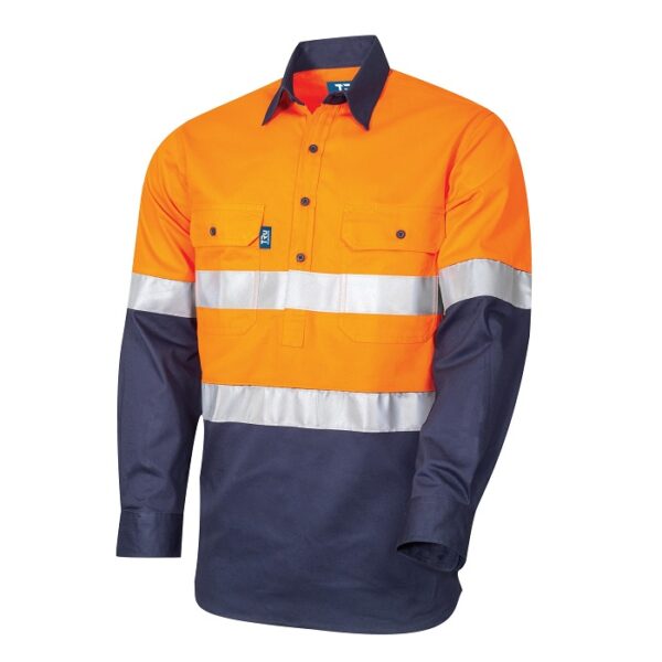 Tru Workwear DS2164T1 Lightweight Vented L/S Closed Front Hi-Vis Drill Shirt With Reflective Tape - Image 3