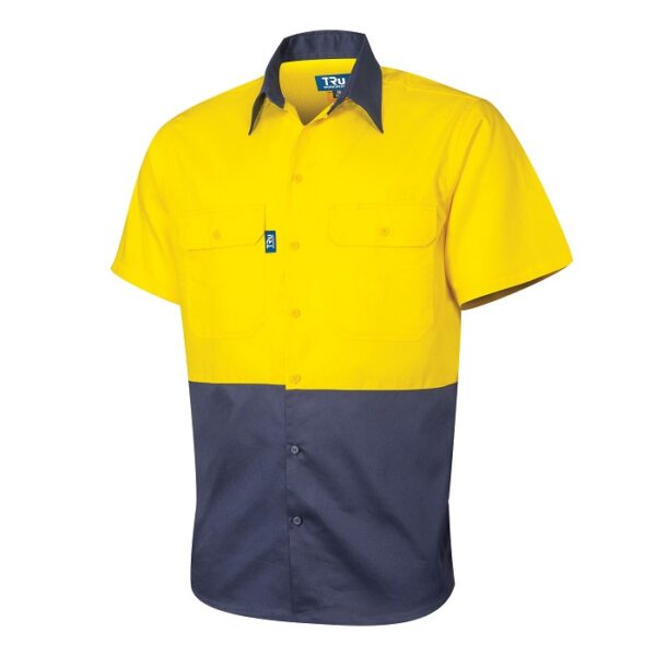 Tru Workwear DS2165 Lightweight Vented S/S Hi-Vis Drill Shirt - Image 2