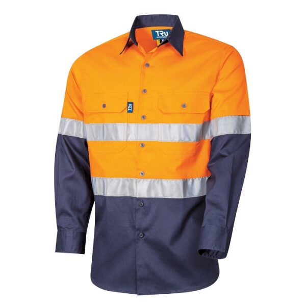 Tru Workwear DS2166T1 Lightweight Vented L/S Hi-Vis Drill Shirt With Reflective Tape - Image 3