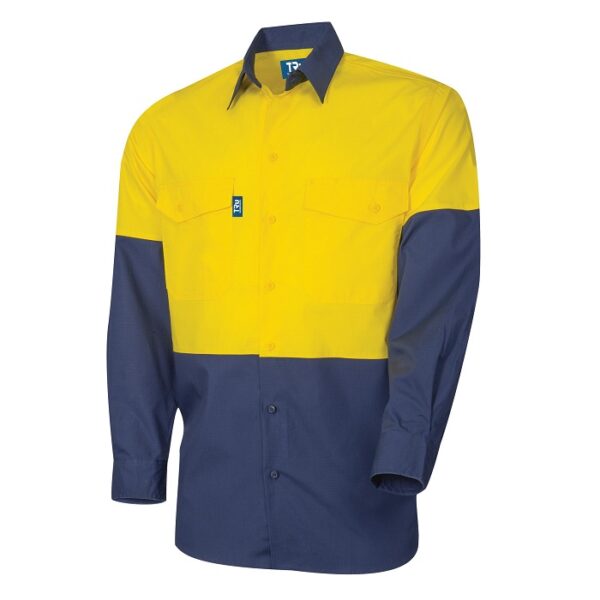 Tru Workwear DS2169 Ripstop Cotton L/S Vented Hi-Vis Shirt - Image 3