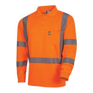 Tru Workwear TS1850T5 Micromesh L/S Hi-Vis Polo NSW Rail Shirt With Perforated Reflective Tape