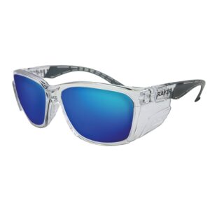 Maxisafe ERZ360 Glasses Clear Frame Blue Mirror Polarised