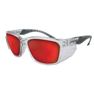 Maxisafe ERZ385 Rayzr Safety Glasses Clear Frame Red Mirror Polarised