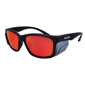 Maxisafe ERZ386 Rayzr Safety Glasses Matte Black Frame Red Mirror Polarised