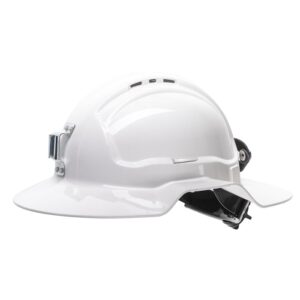 Maxisafe HBB57RH-MLV-WH White Broadbrim hard hat w/ metal miners bracket