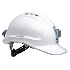 Maxisafe HTG57ML-WH Tuffgard Vented Hard Hat with Sliplock Harness and metal lamp bracket