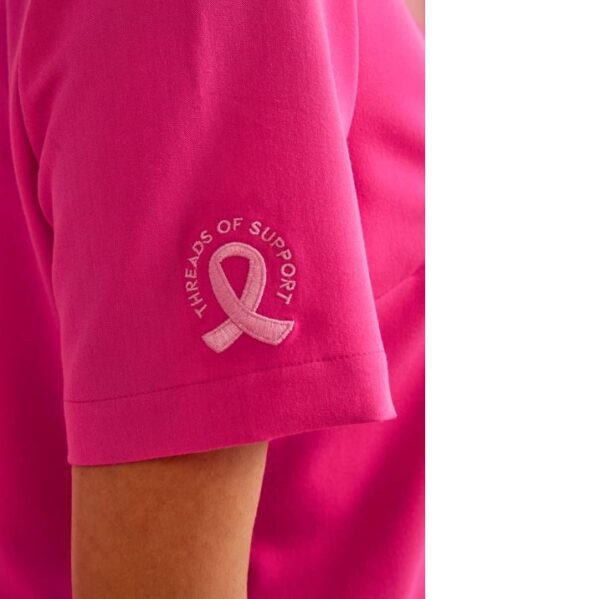 Biz Care CST245LS Womens Pink V-Neck Scrub Top - Image 6