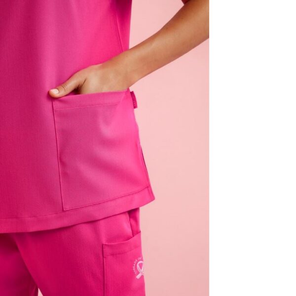 Biz Care CST245LS Womens Pink V-Neck Scrub Top - Image 5