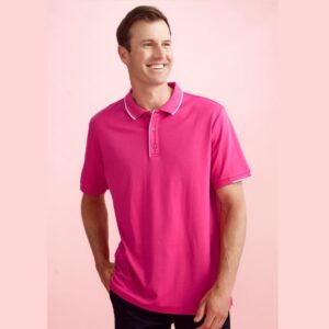 Biz Care CST313MS Mens Pink Short Sleeve Polo