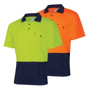 Tru Workwear TS2415 Recycled Anti-Microbial Micromesh S/S Two Tone Hi-Vis Polo Shirt