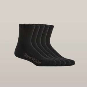Hard Yakka Y20012 Core Cotton Rich Padded Quarter Crew Sock 5PKHard Yakka Y20012 Core Cotton Rich Padded Quarter Crew Sock 5PK