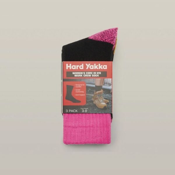 Hard Yakka Y20013 Womens Core Hi Vis Work Crew Sock 3 Pack - Image 5