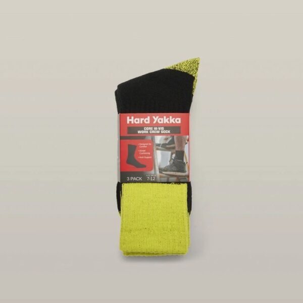 Hard Yakka Y20014 Core Hi Vis Work Crew Sock 3PK - Image 6