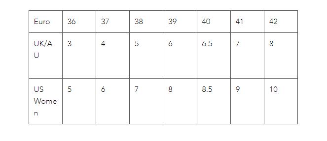 Product Size Chart