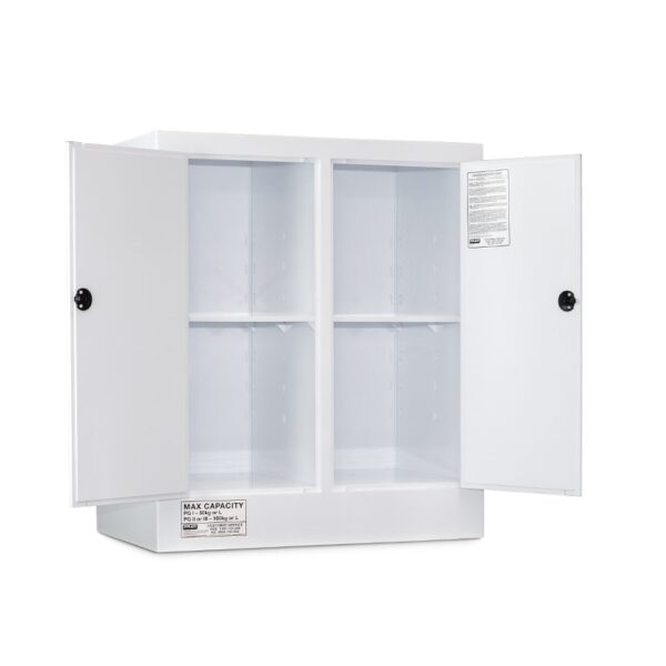 Pratt 5530PSPH CLASS 8 Corrosive Substance Storage Cabinet Polyprophylene 160L 2 Doors 4 Shelves - Image 2