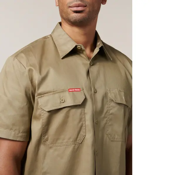 Hard Yakka Y07510 Short Sleeve Open Front Cotton Drill Work Shirt - Image 4