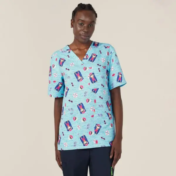 NNT CATRGK Festive Santa Pool Party Scrub Top - Image 4