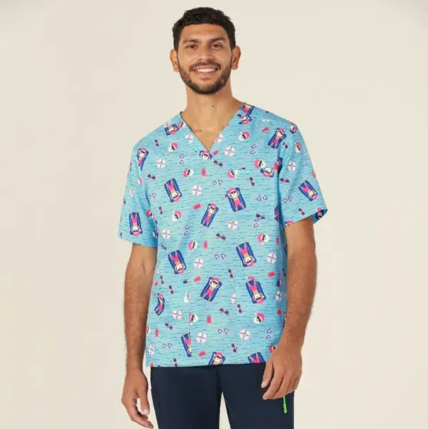 NNT CATRGK Festive Santa Pool Party Scrub Top - Image 5