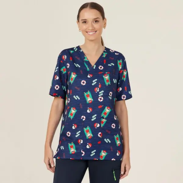 NNT CATRGK Festive Santa Pool Party Scrub Top - Image 2