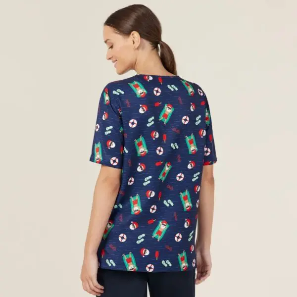 NNT CATRGK Festive Santa Pool Party Scrub Top - Image 3