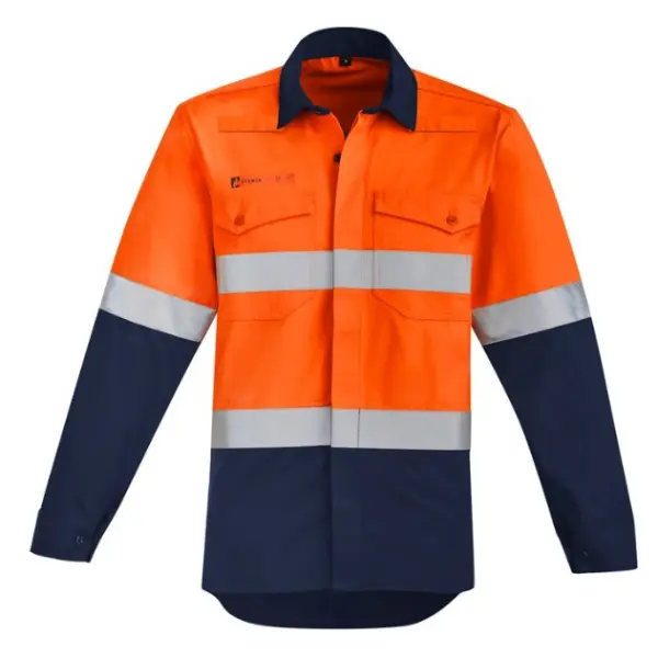Syzmik ZW140 Mens Orange Flame HRC 2 Hoop Taped Open Front Spliced Shirt - Image 2