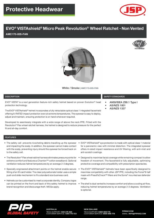 PIP AMC170-005-FAN EVO Vista Shield Non Vented White/Smoke Helmet Wheel Ratchet Clear Visor - Image 4