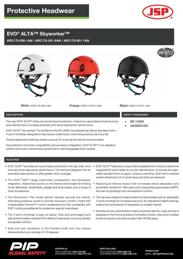 PIP ARC170-001-1AN Alta Skyworker Vented Helmet W/Wheel Ratchet - Image 2