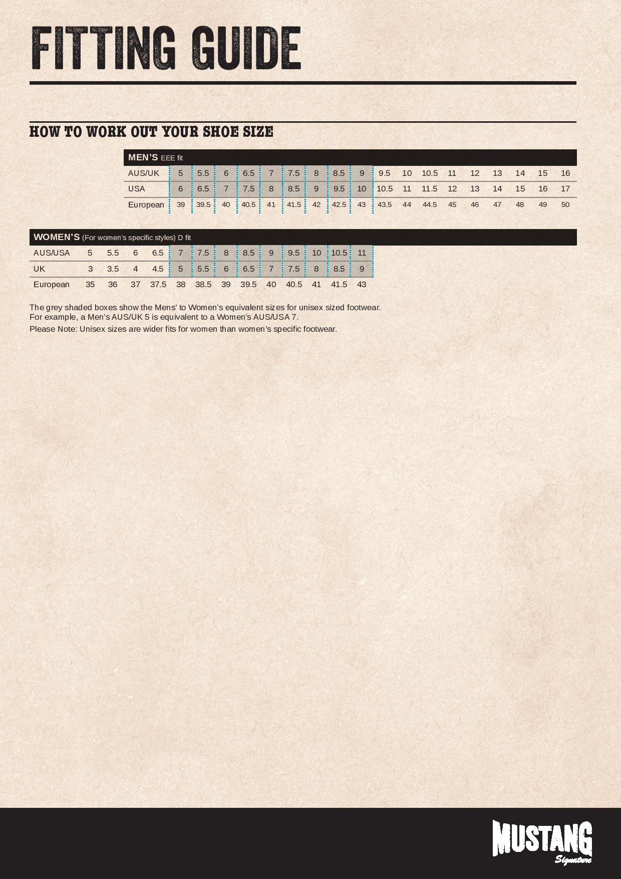 Product Size Chart
