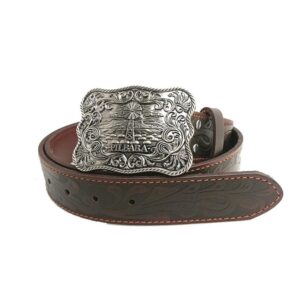 Pilbara RMPW003 Western Rodeo Buckle Tooled Leather BeltPilbara RMPW003 Western Rodeo Buckle Tooled Leather Belt