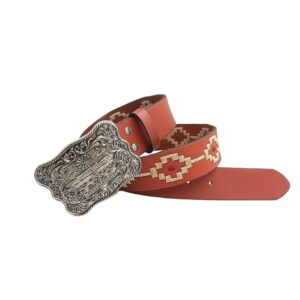 Pilbara RMPW006 Western Rodeo Buckle Navajo Leather BeltPilbara RMPW006 Western Rodeo Buckle Navajo Leather Belt