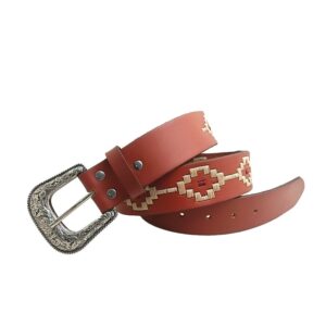 Pilbara RMPW007 Western Dress Buckle Navajo Leather BeltPilbara RMPW007 Western Dress Buckle Navajo Leather Belt